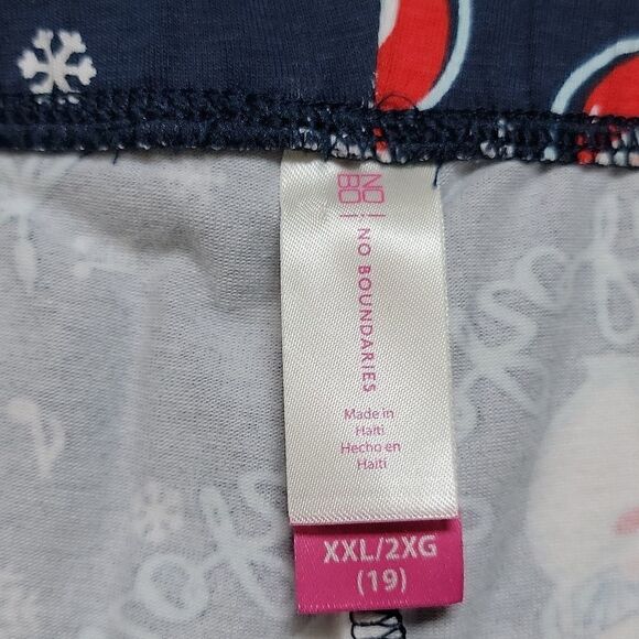 NO BOUNDARIES BLUE CHRISTMAS SANTA FACE HO HO HO LEGGING CAPRIS, SIZE 2XL XXL 19 - Picture 5 of 6